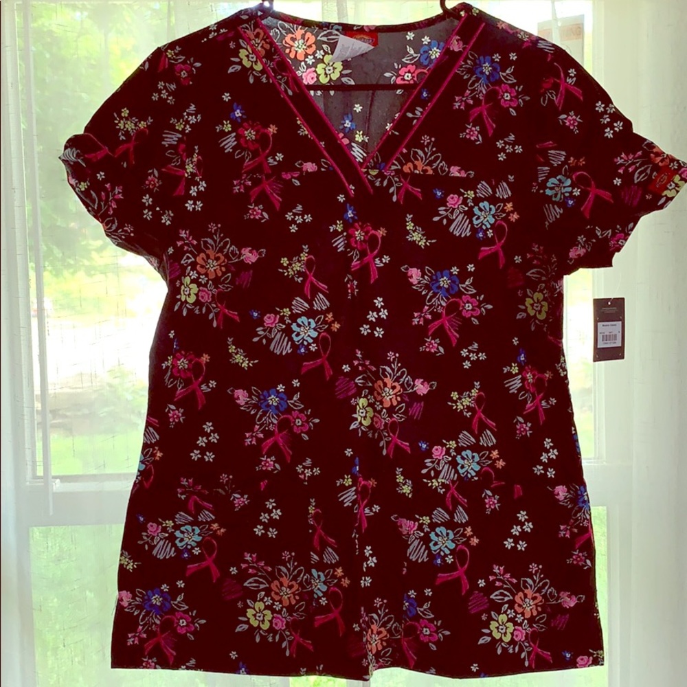 Breast cancer scrub top